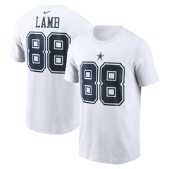 CeeDee Lamb Dallas Cowboys Player Name & Number T-Shirt - White T-shirts