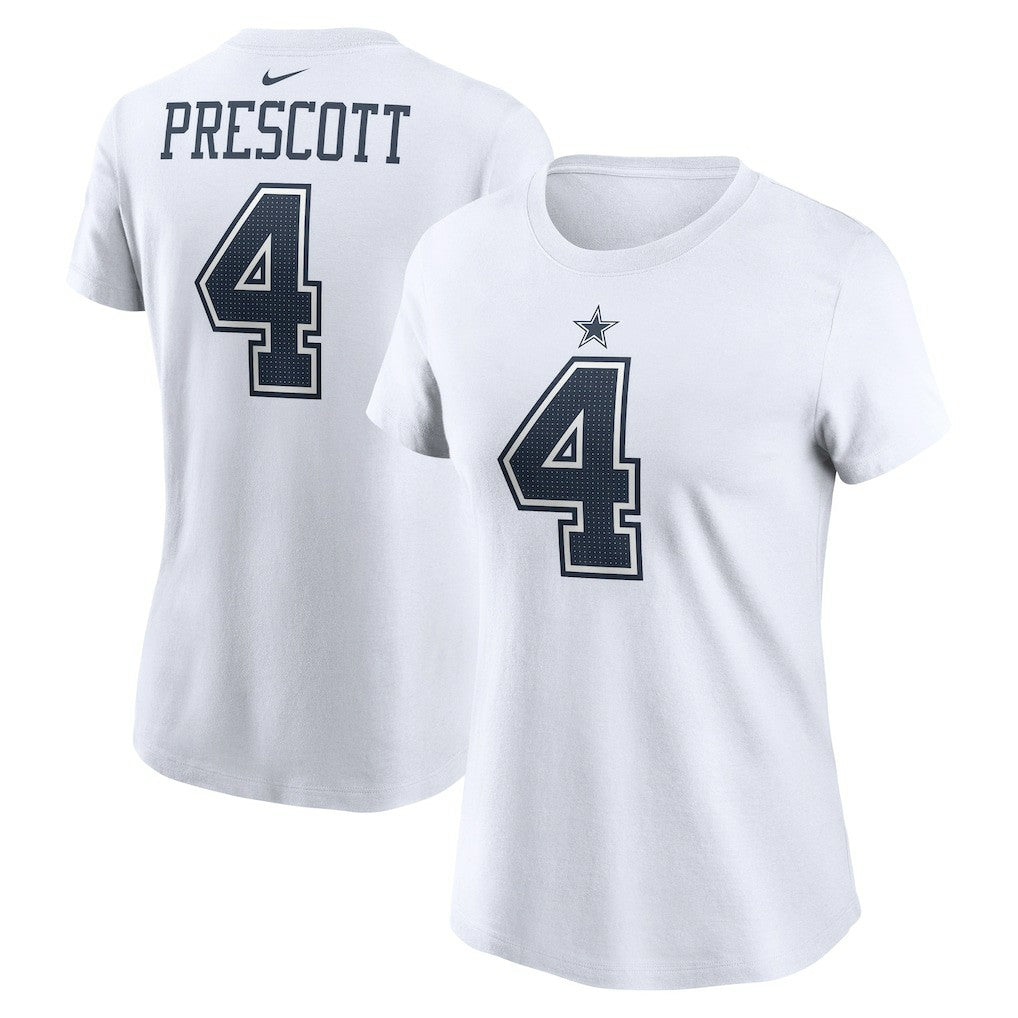 Dak Prescott Dallas Cowboys Women's Player Name & Number T-Shirt - White T-shirts