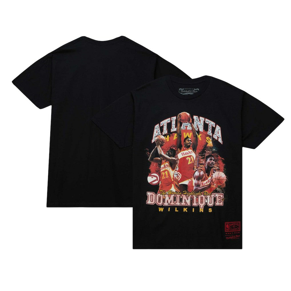 Dominique Wilkins Atlanta Hawks Hardwood Classics Bling Concert Player T-Shirt Black - Mitchell & Ness