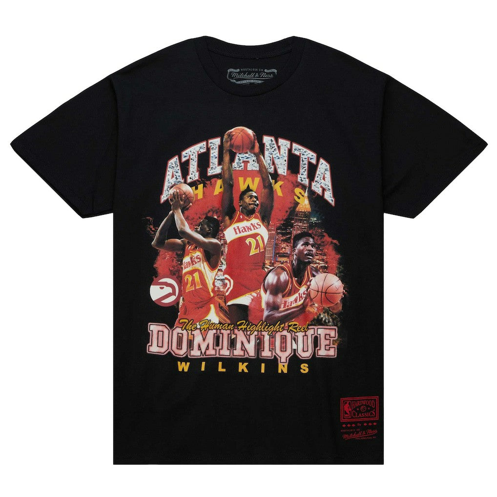 Dominique Wilkins Atlanta Hawks Hardwood Classics Bling Concert Player T-Shirt Black - Mitchell & Ness