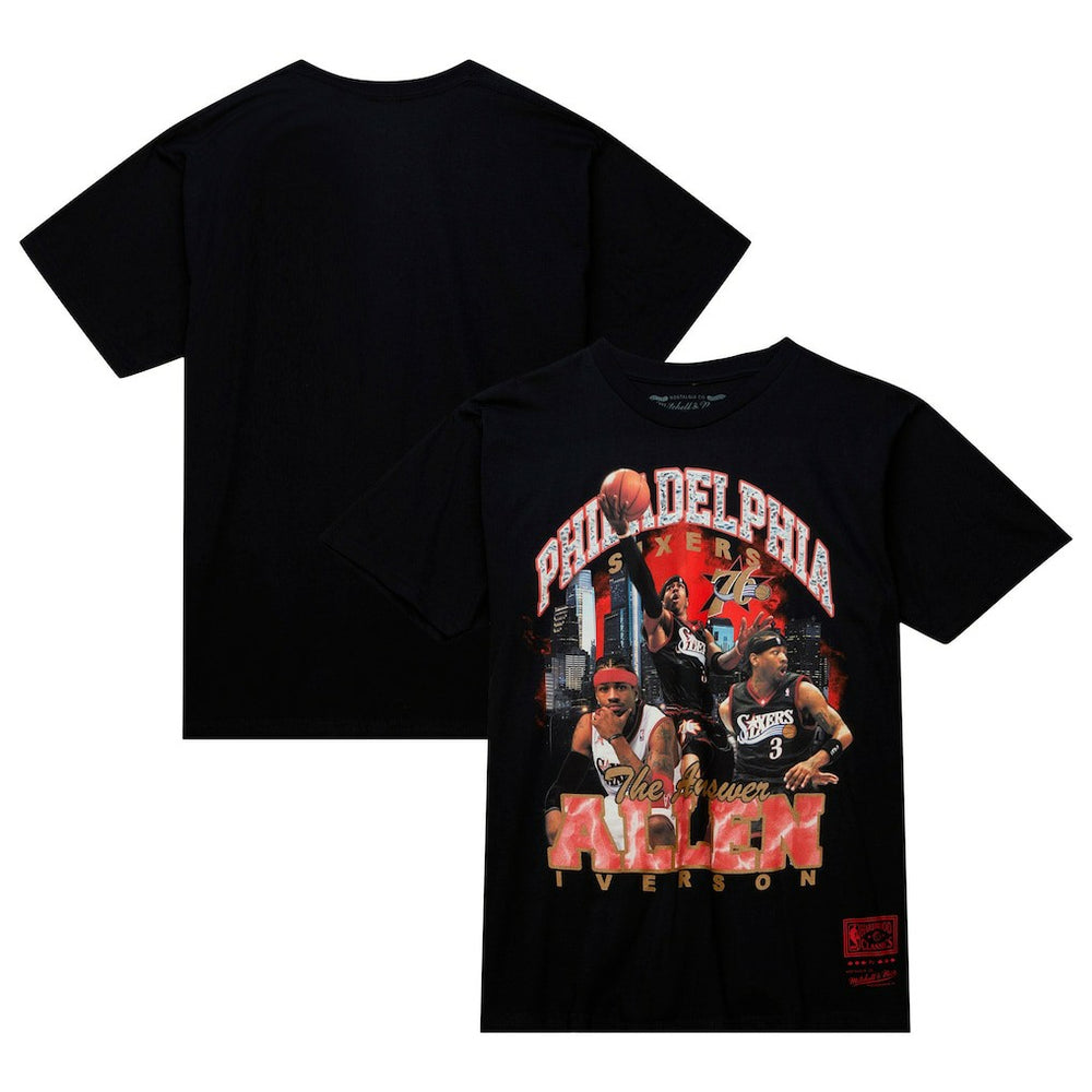 Allen Iverson Philadelphia 76ers Hardwood Classics Bling Concert Player T-Shirt Black - Mitchell & Ness