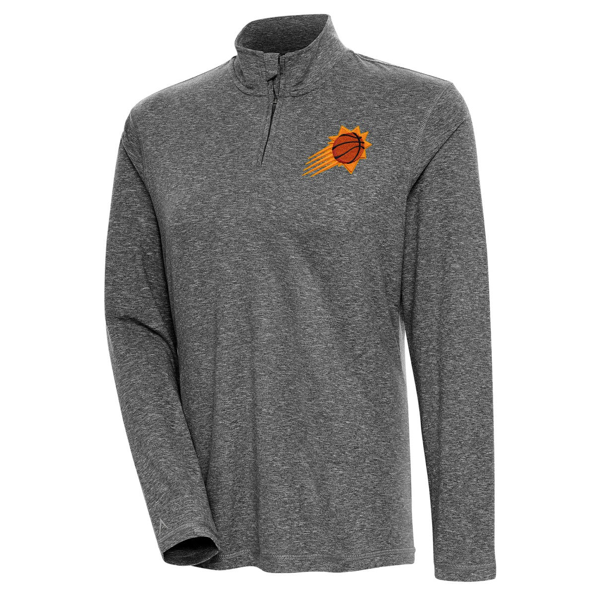 Phoenix Suns Antigua Women's Confront Quarter-Zip Pullover Top Heather Black