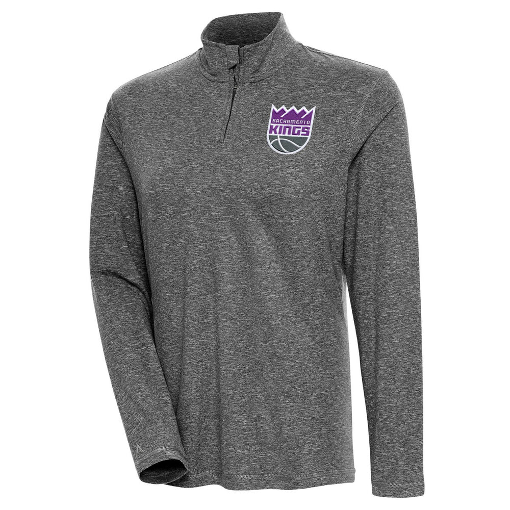 Sacramento Kings Antigua Women's Confront Quarter-Zip Pullover Top Heather Black