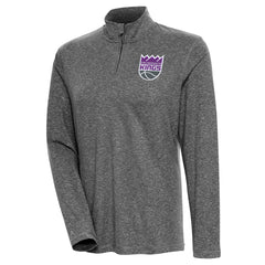 Sacramento Kings Antigua Women's Confront Quarter-Zip Pullover Top Heather Black