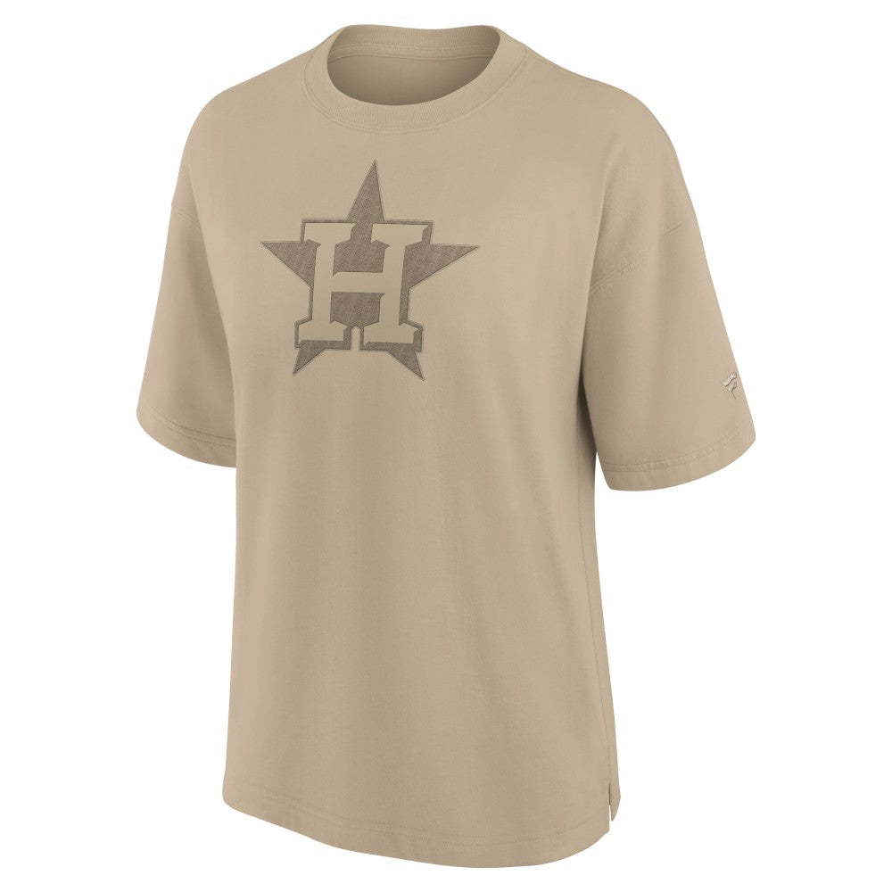 Houston Astros Fanatics Women's Oversized Elements T-Shirt - Khaki T-shirts