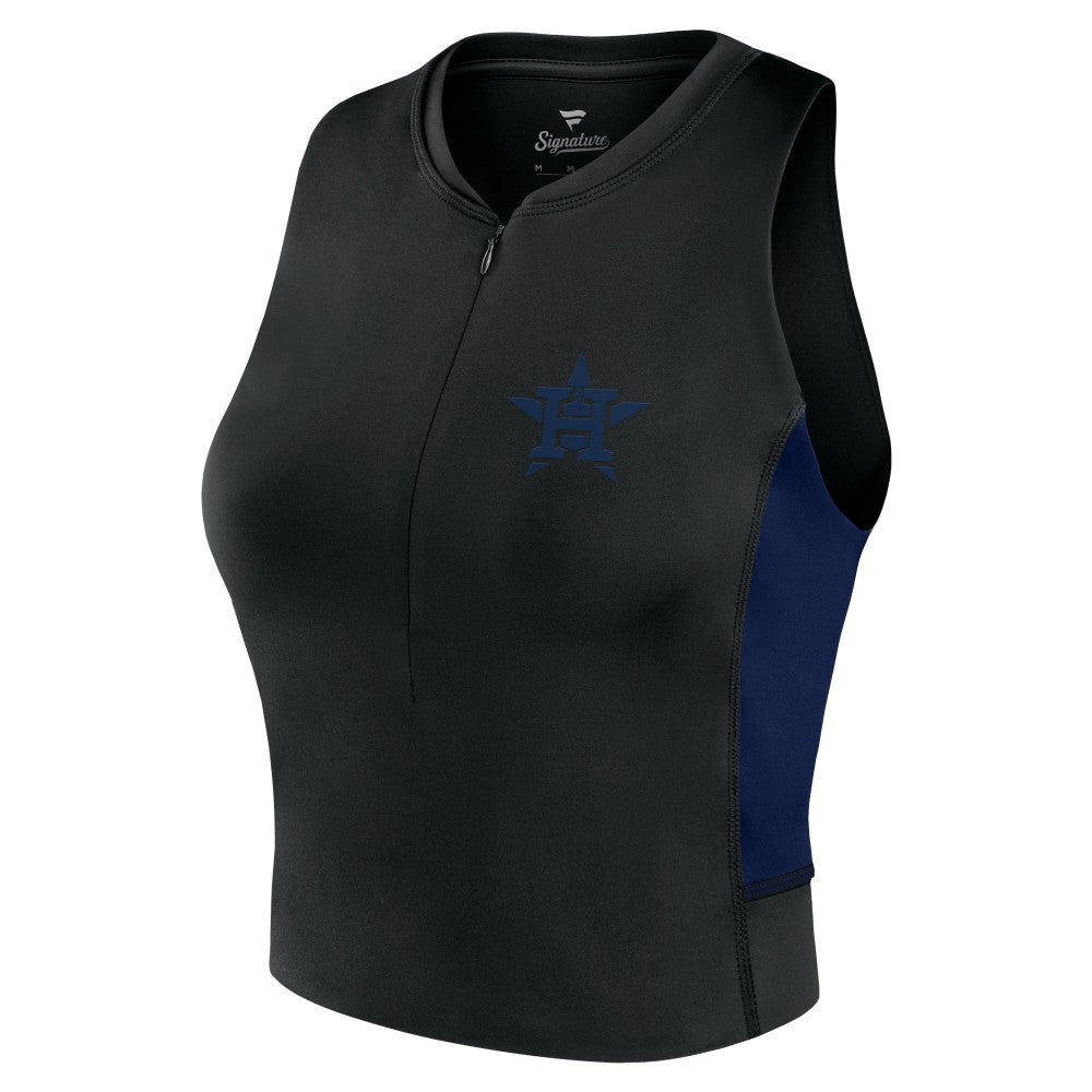 Houston Astros Fanatics Women's Studio Half-Zip Fitted Gym Tank Top - Black Tanks