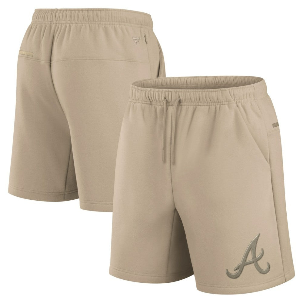 Atlanta Braves Fanatics Unisex Elements Super Soft Fleece Shorts - Khaki Shorts