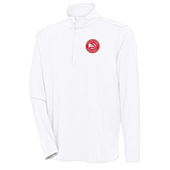 Atlanta Hawks Antigua Hunk Quarter-Zip Pullover Top White