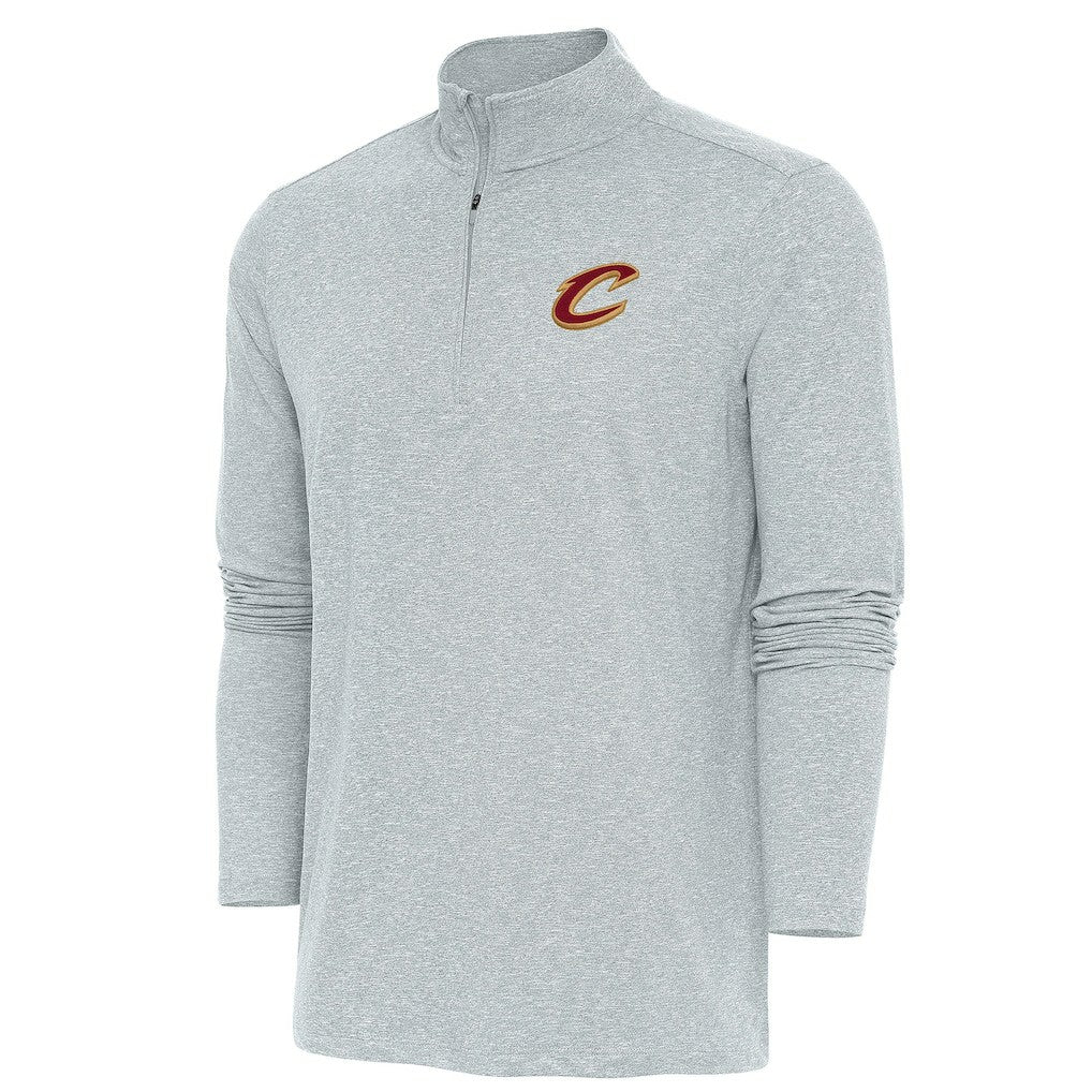 Cleveland Cavaliers Antigua Hunk Quarter-Zip Pullover Top Heather Gray