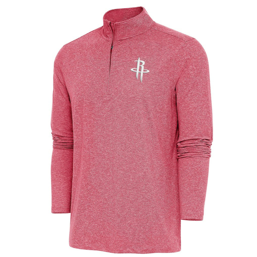 Houston Rockets Antigua Hunk Quarter-Zip Pullover Top Heather Red
