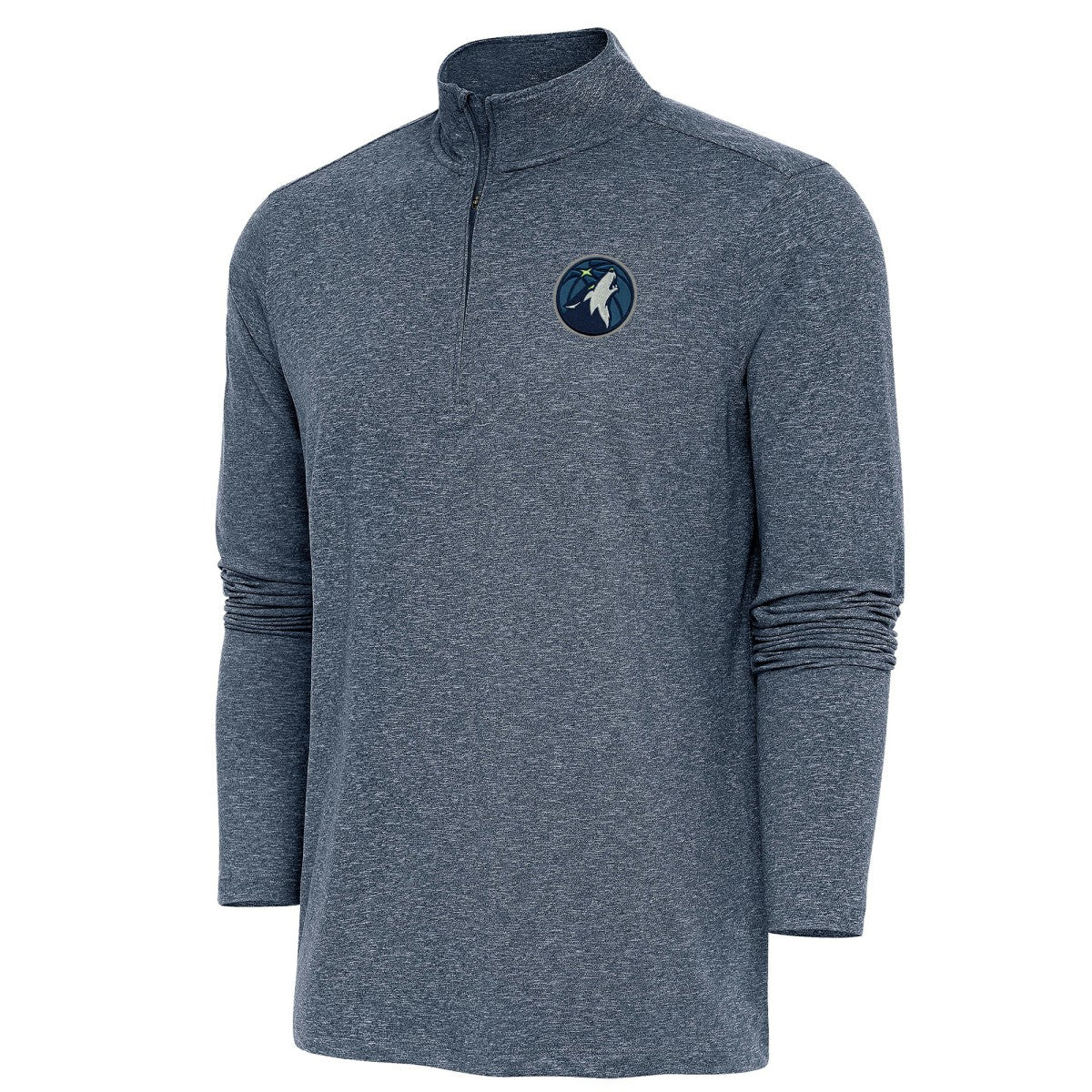 Minnesota Timberwolves Antigua Hunk Quarter-Zip Pullover Top Heather Navy