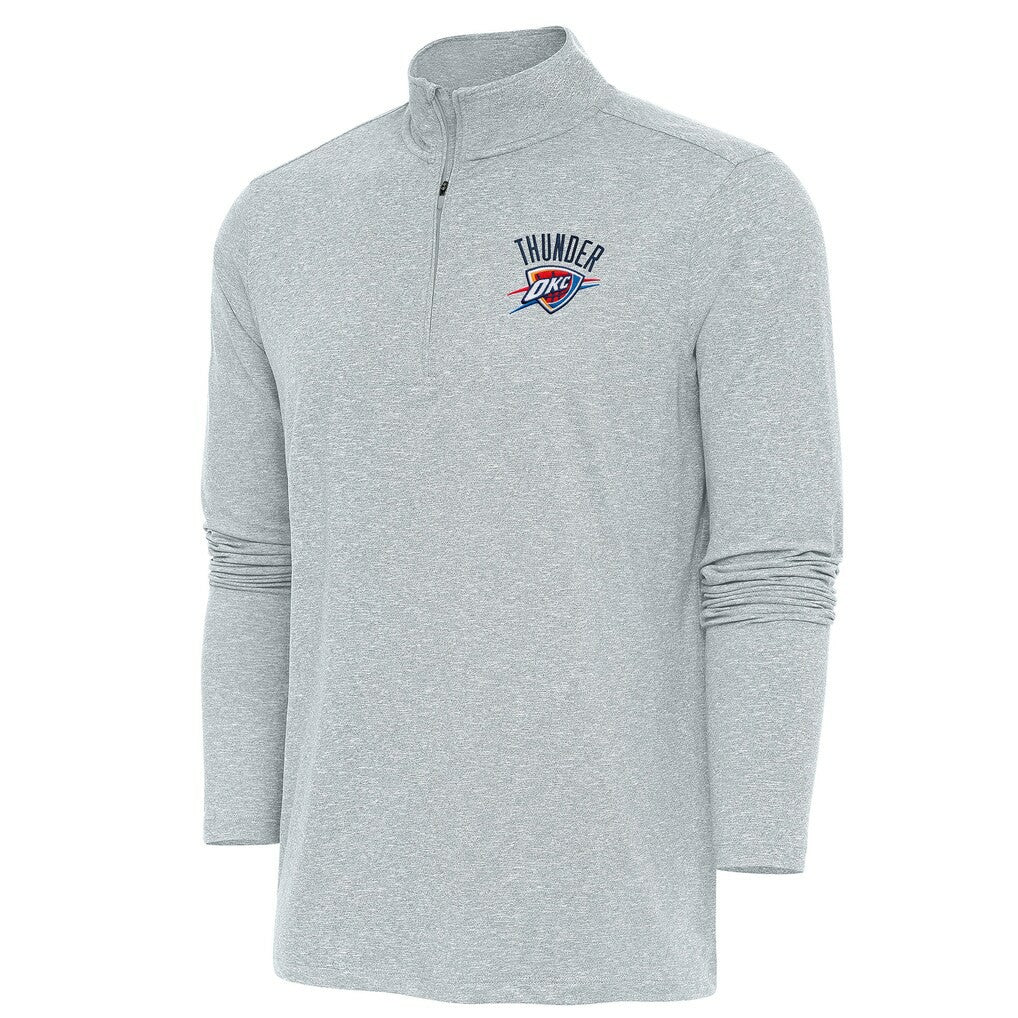 Oklahoma City Thunder Antigua Hunk Quarter-Zip Pullover Top Heather Gray