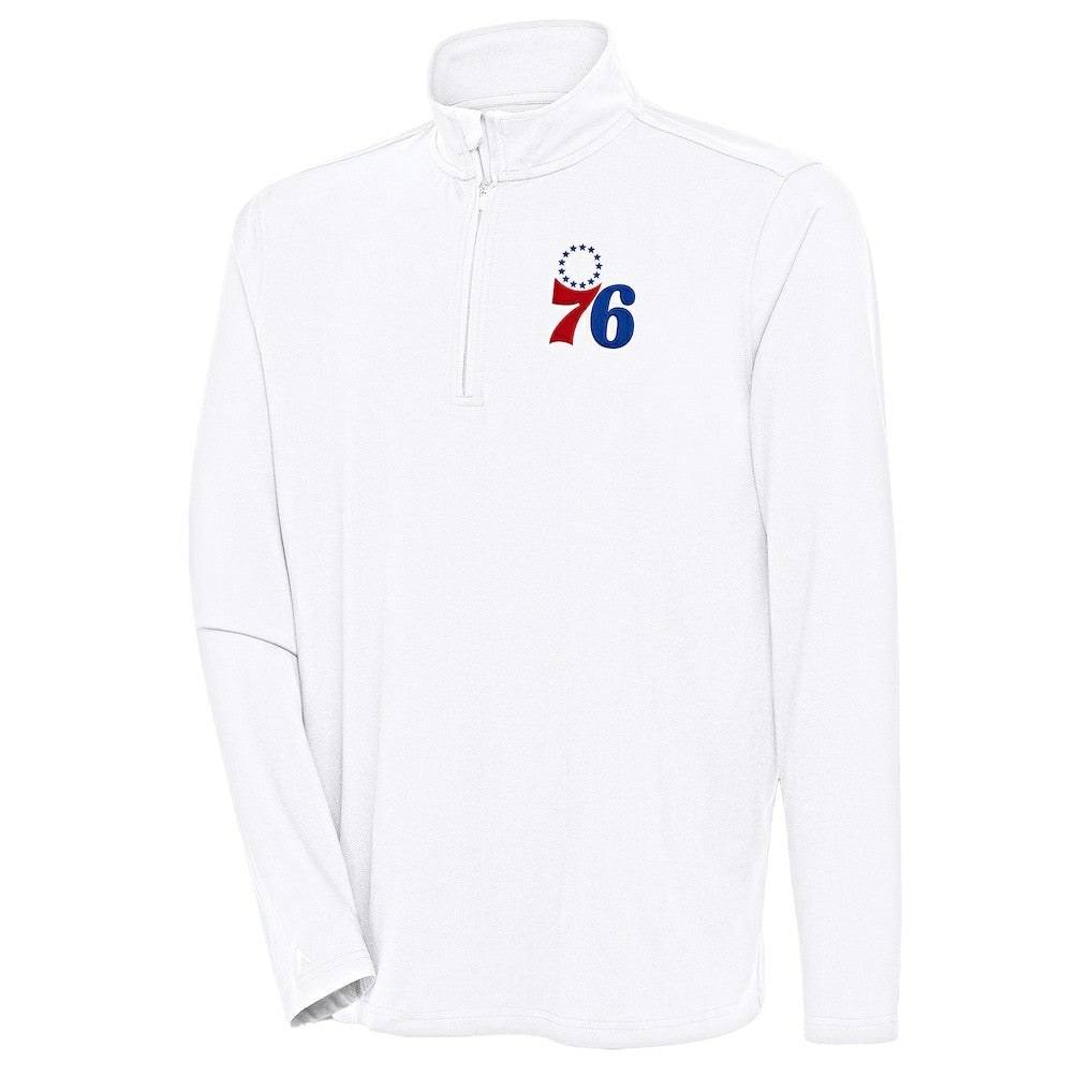 Philadelphia 76ers Antigua Hunk Quarter-Zip Pullover Top White outlet