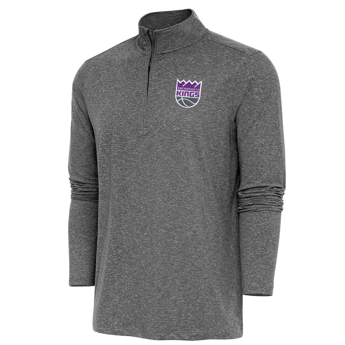 Sacramento Kings Antigua Hunk Quarter-Zip Pullover Top Heather Black