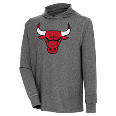 Chicago Bulls Antigua Saga Long Sleeve Hoodie T-Shirt Heather Black
