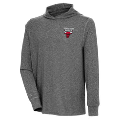 Chicago Bulls Antigua Saga Long Sleeve Hoodie T-Shirt Heather Black
