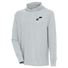 Utah Jazz Antigua Saga Long Sleeve Hoodie T-Shirt Heather Gray outlet