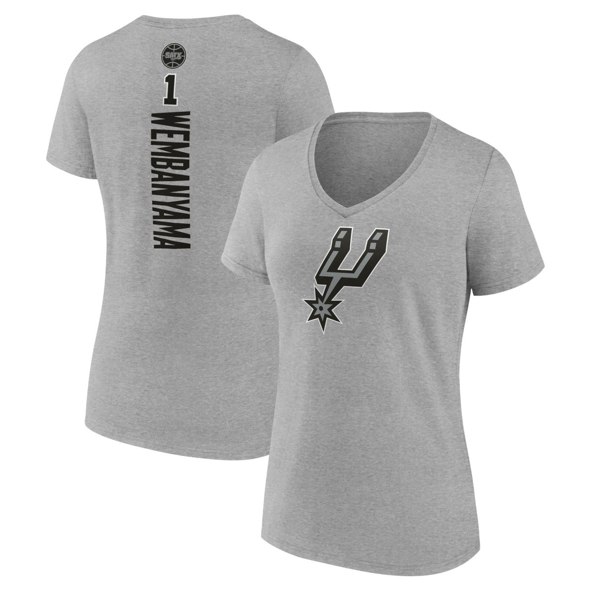 Victor Wembanyama San Antonio Spurs Women's Playmaker Name & Number V-Neck T-Shirt Gray