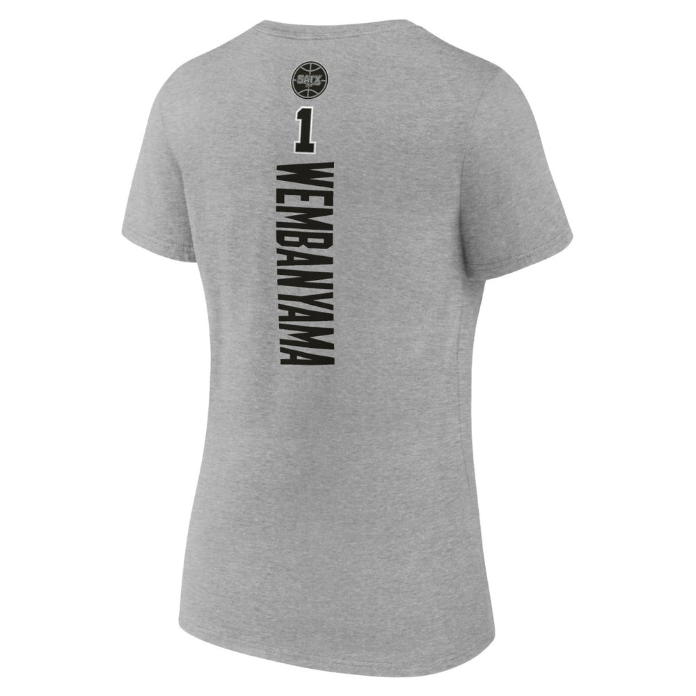 Victor Wembanyama San Antonio Spurs Women's Playmaker Name & Number V-Neck T-Shirt Gray