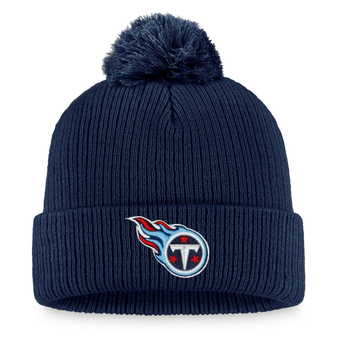 Tennessee Titans Women's Logo Cuffed Knit Hat with Pom - Navy Hats