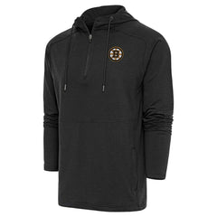 Boston Bruins Antigua Spikes Raglan Quarter-Zip Hoodie - Heather Black | US 200360258