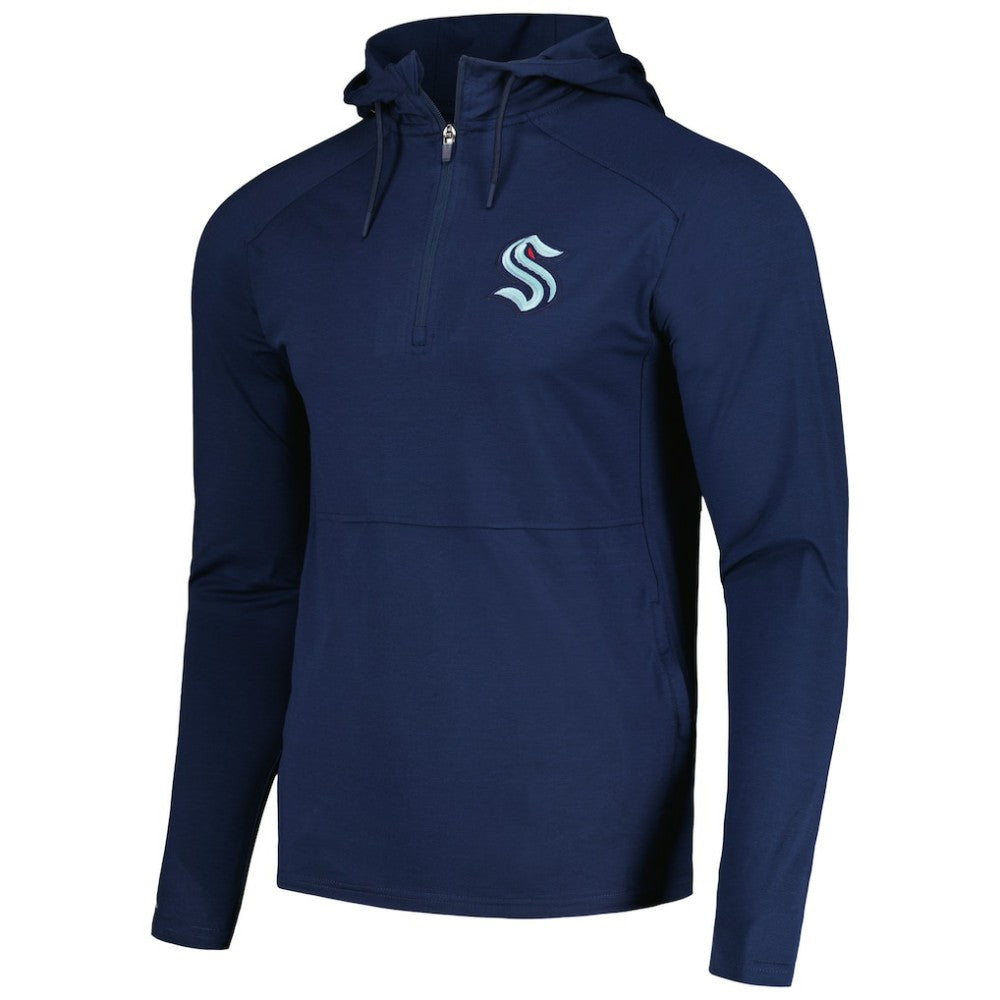 Seattle Kraken Antigua Spikes Raglan Quarter-Zip Hoodie - Heather Navy | US 200360266