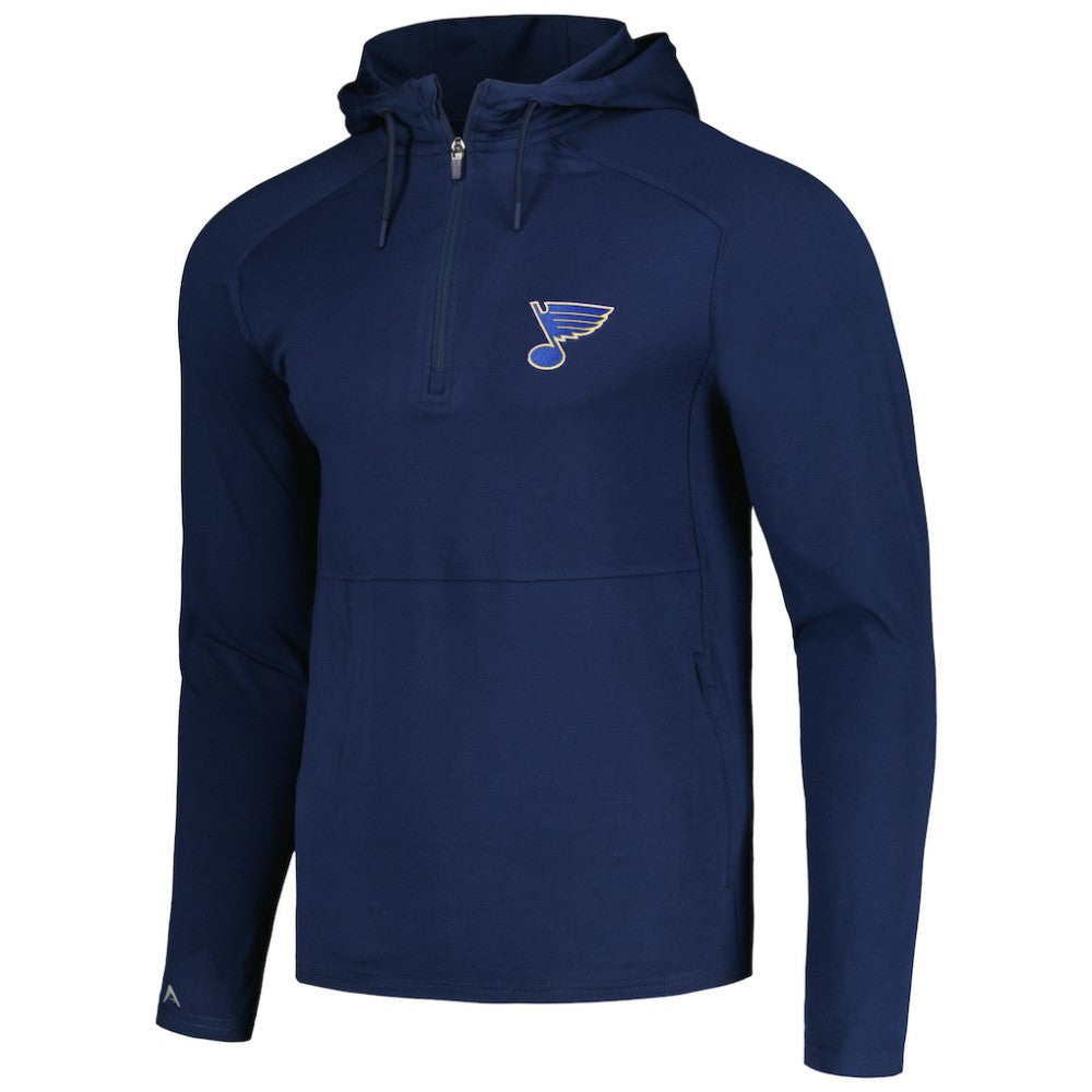 St. Louis Blues Antigua Spikes Raglan Quarter-Zip Hoodie - Heather Navy | US 200360267