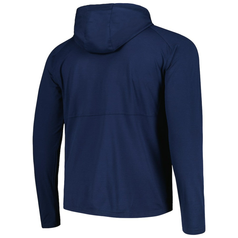 St. Louis Blues Antigua Spikes Raglan Quarter-Zip Hoodie - Heather Navy | US 200360267