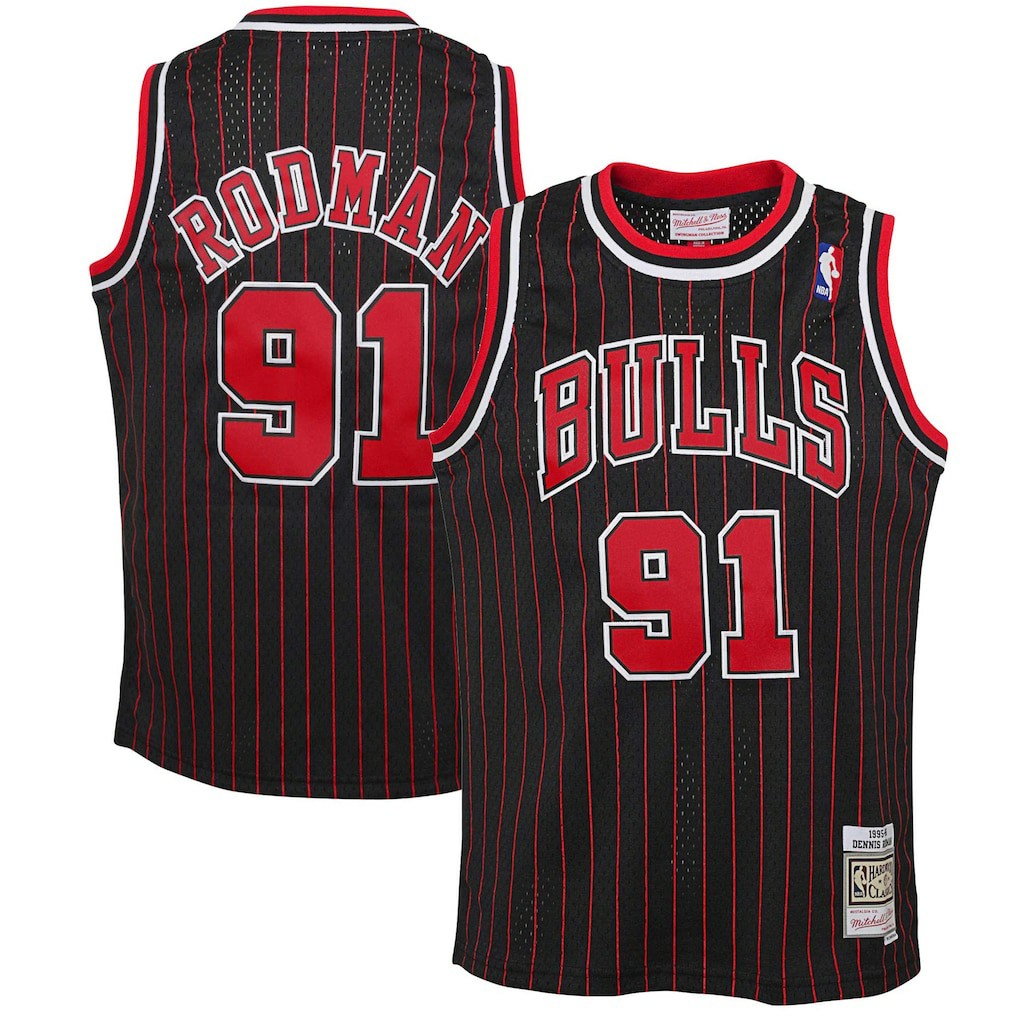 Dennis Rodman Chicago Bulls Youth 1995/96 Hardwood Classics Swingman Jersey Black - Mitchell & Ness