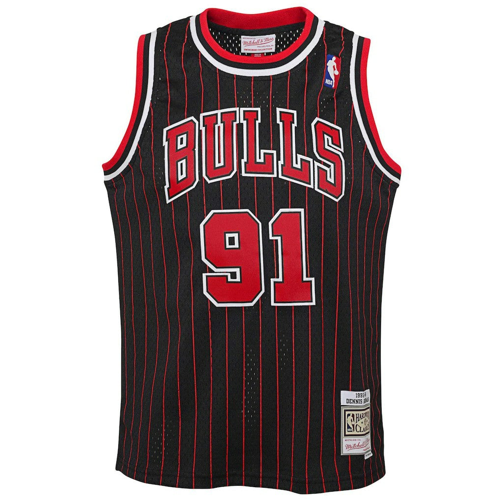 Dennis Rodman Chicago Bulls Youth 1995/96 Hardwood Classics Swingman Jersey Black - Mitchell & Ness