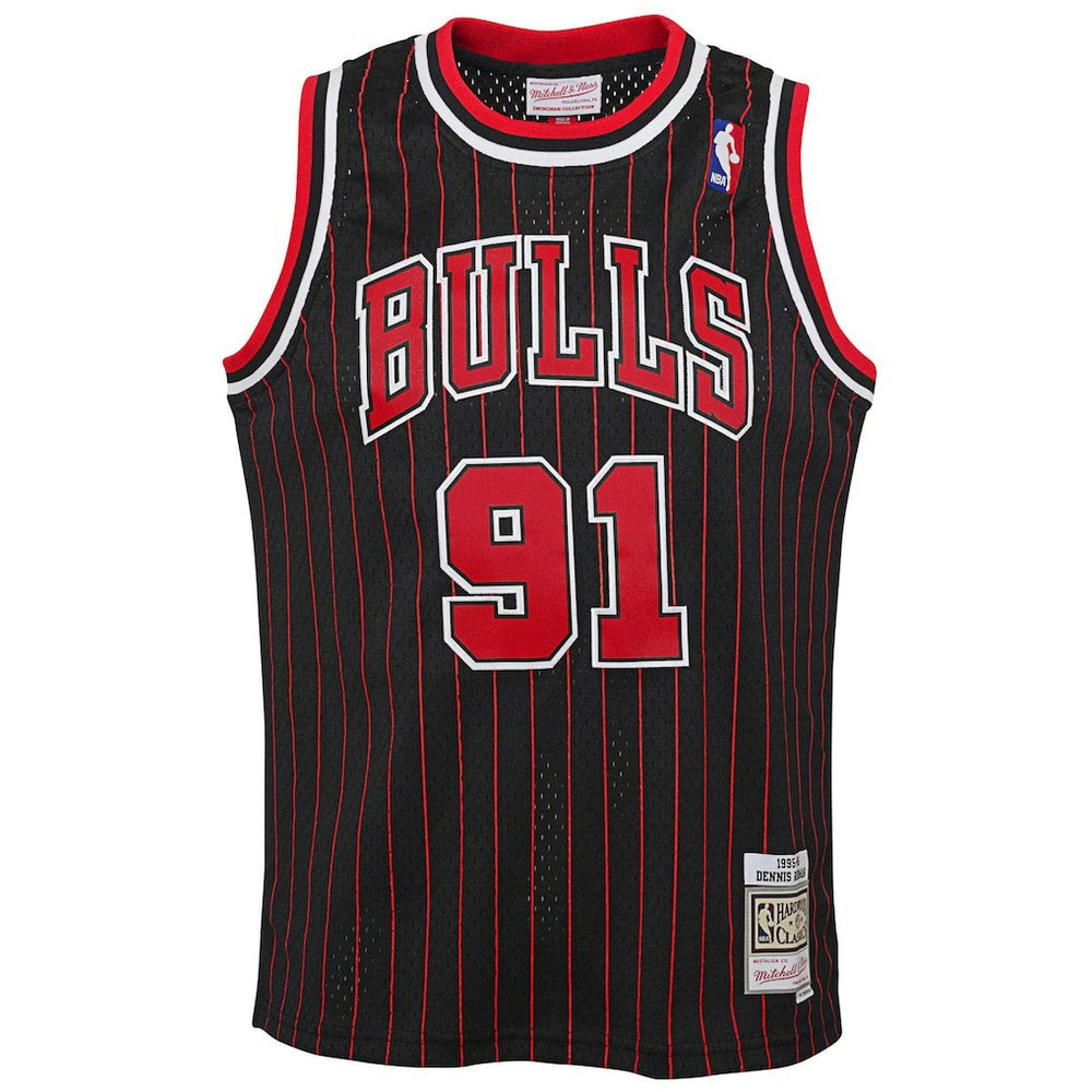Dennis Rodman Chicago Bulls Youth 1995/96 Hardwood Classics Swingman Jersey Black - Mitchell & Ness