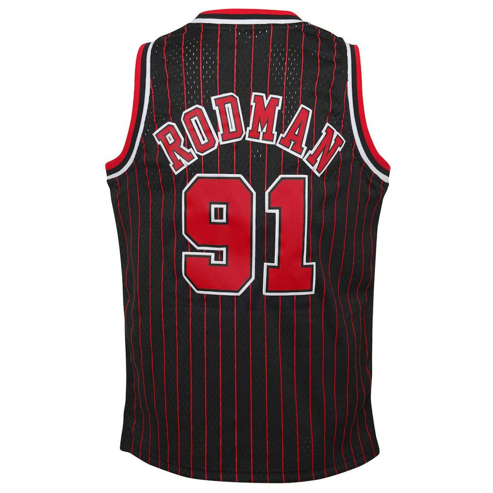 Dennis Rodman Chicago Bulls Youth 1995/96 Hardwood Classics Swingman Jersey Black - Mitchell & Ness