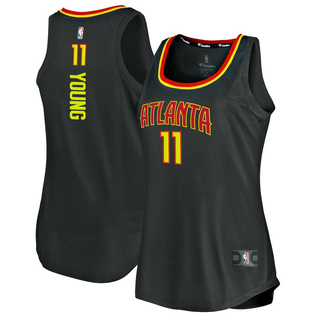 Trae Young Atlanta Hawks Women's Fast Break Tank Jersey Icon Edition Black - Fanatics