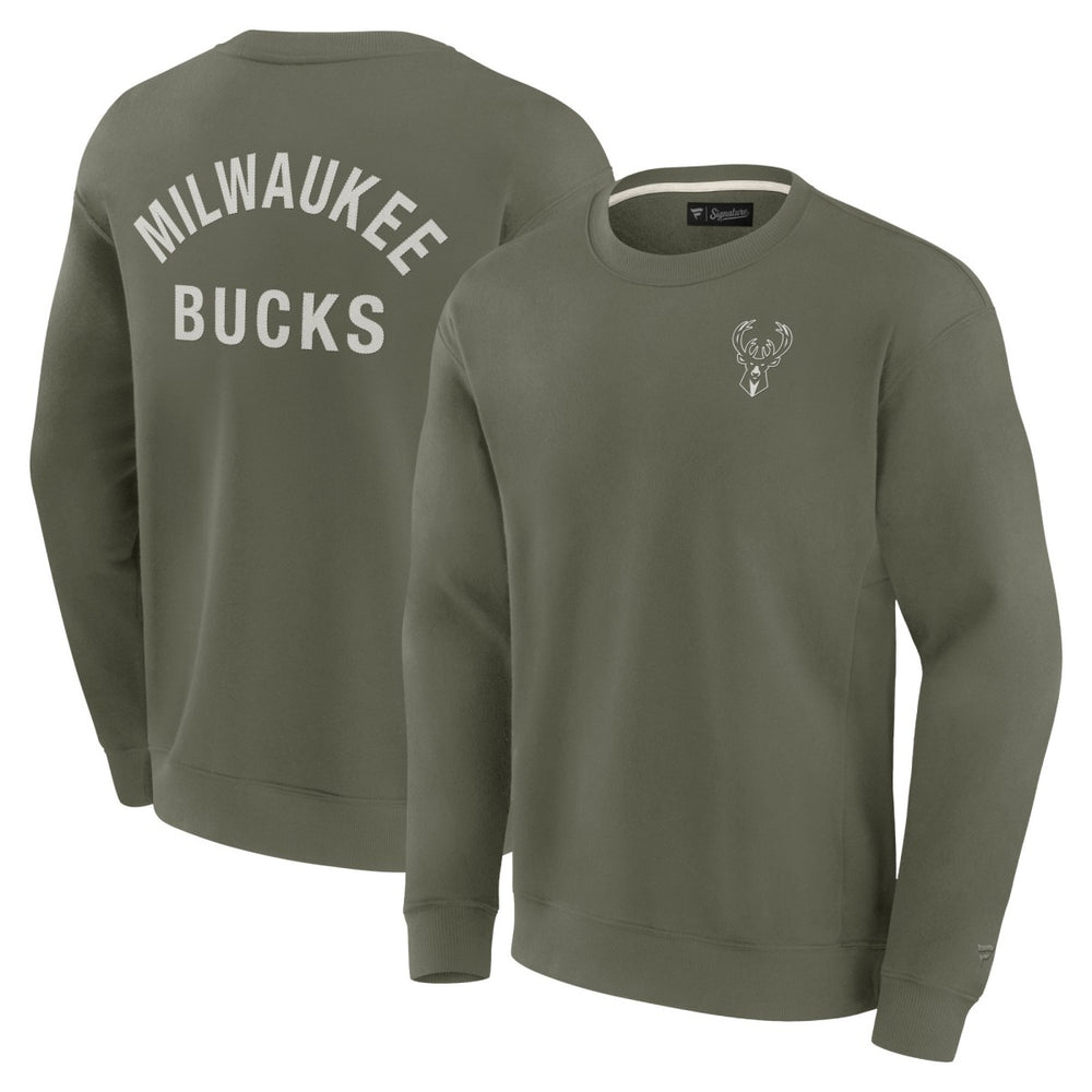 Milwaukee Bucks Unisex Elements Super Soft Fleece Pullover Sweatshirt Olive - Fanatics