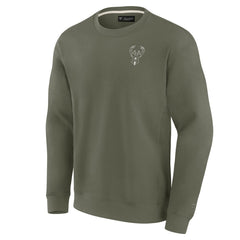 Milwaukee Bucks Unisex Elements Super Soft Fleece Pullover Sweatshirt Olive - Fanatics