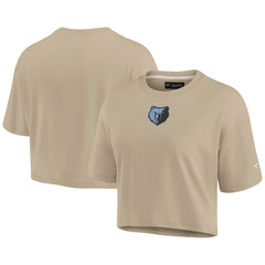 Memphis Grizzlies Women's Elements Super Soft Boxy Cropped T-Shirt Khaki - Fanatics