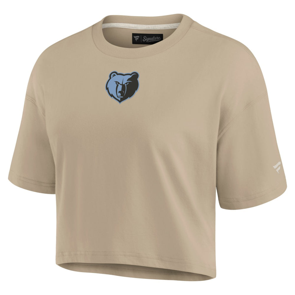 Memphis Grizzlies Women's Elements Super Soft Boxy Cropped T-Shirt Khaki - Fanatics