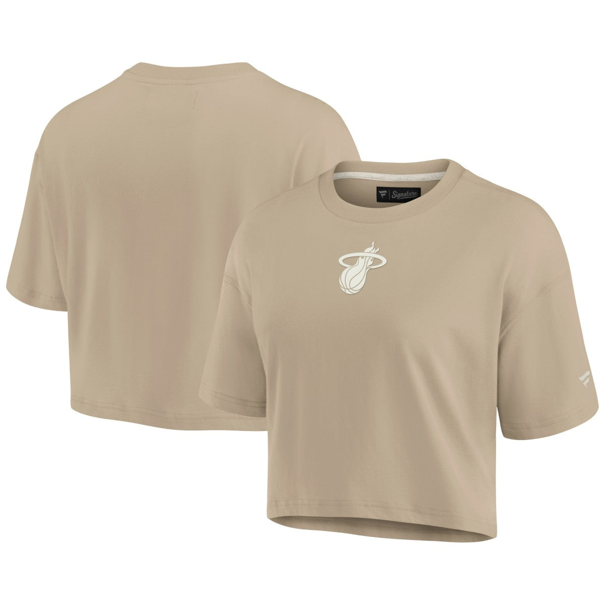 Miami Heat Women's Elements Super Soft Boxy Cropped T-Shirt Khaki - Fanatics