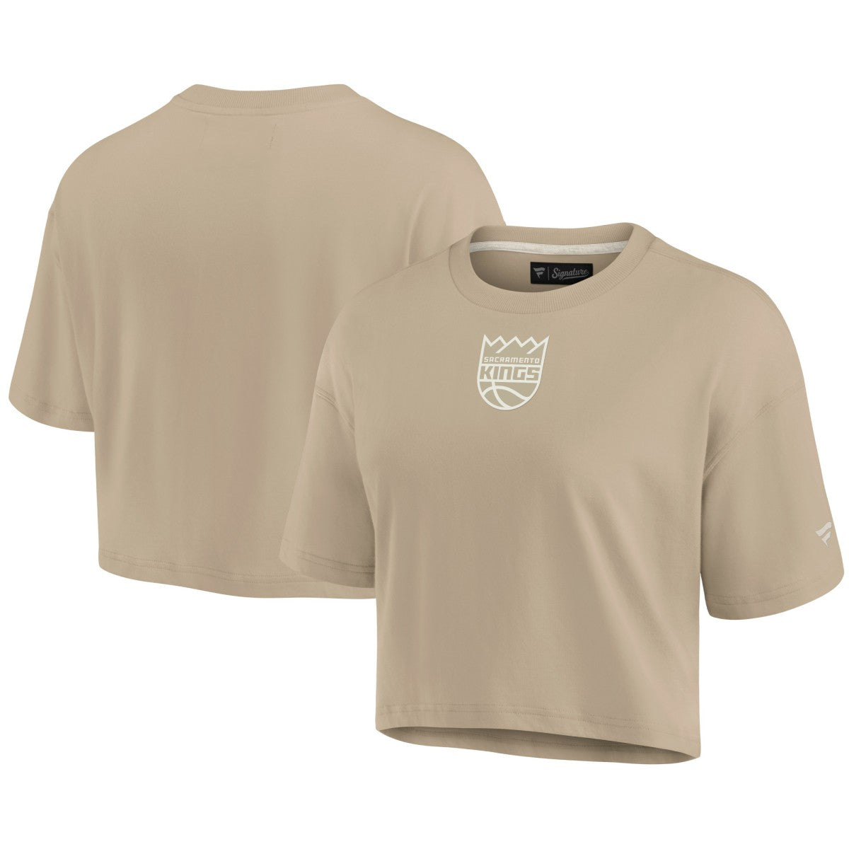 Sacramento Kings Women's Elements Super Soft Boxy Cropped T-Shirt Khaki - Fanatics