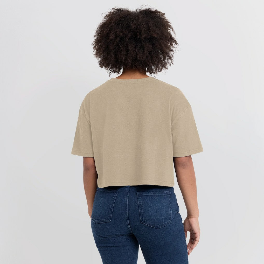 New York Knicks Women's Elements Super Soft Boxy Cropped T-Shirt Khaki - Fanatics