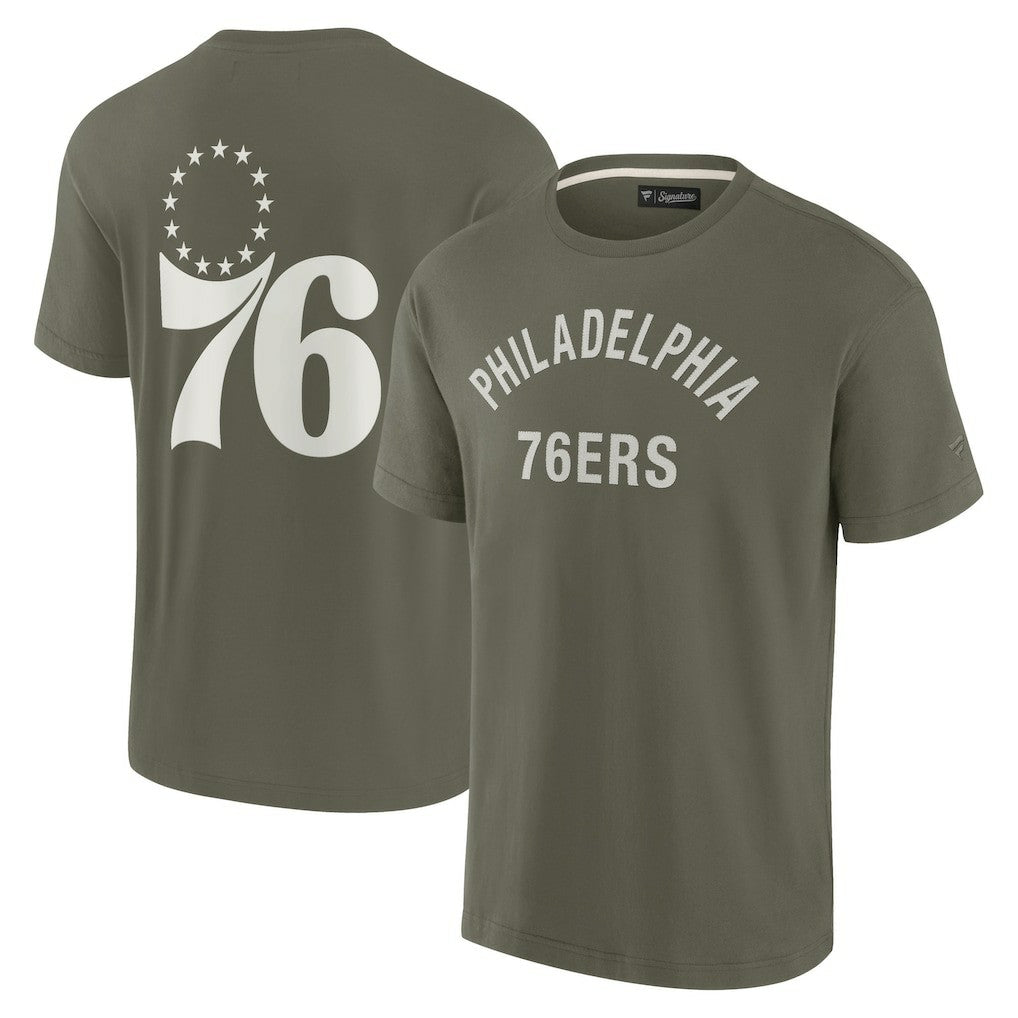 Philadelphia 76ers Unisex Elements Super Soft Short Sleeve T-Shirt Olive - Fanatics