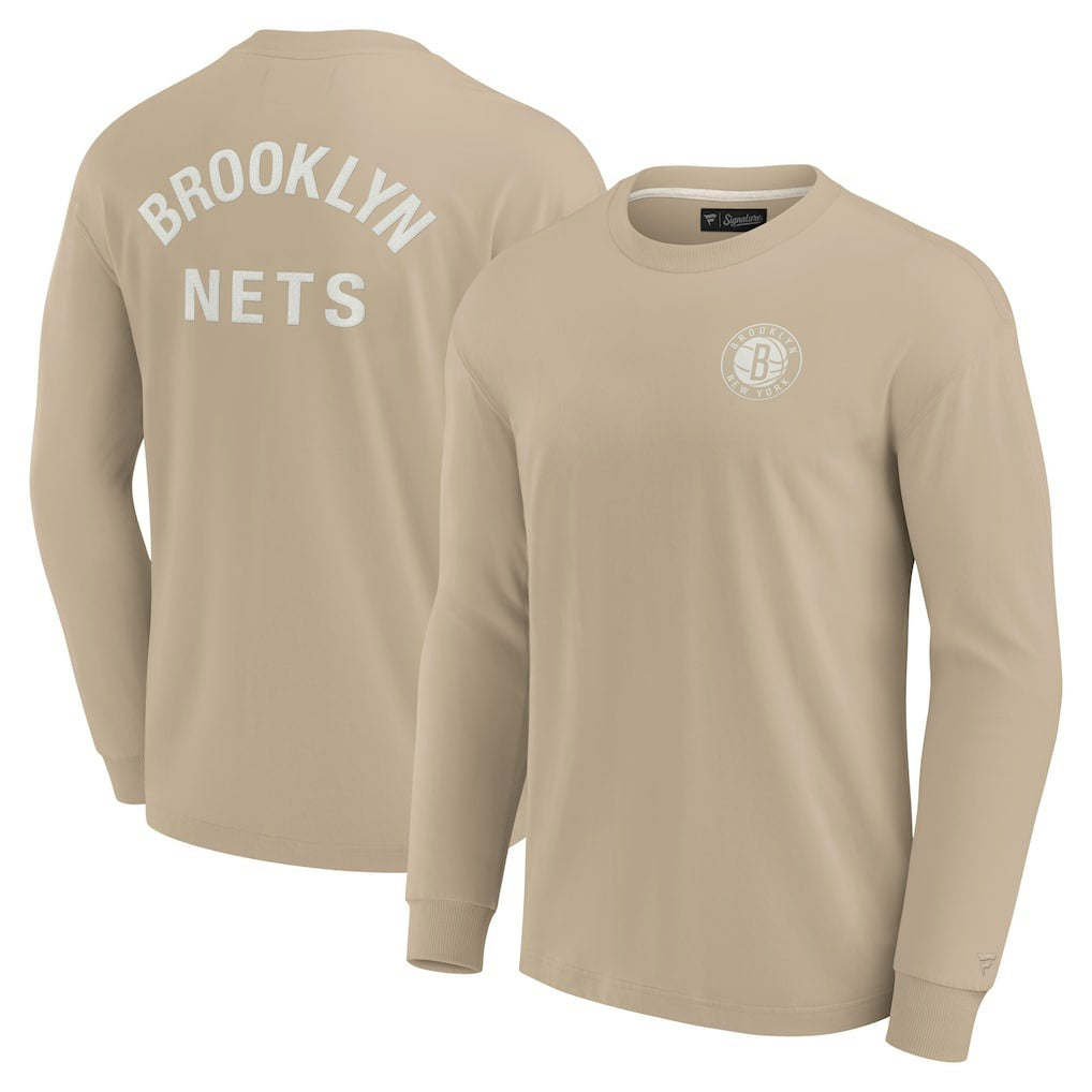 Brooklyn Nets Unisex Elements Super Soft Long Sleeve T-Shirt Khaki - Fanatics