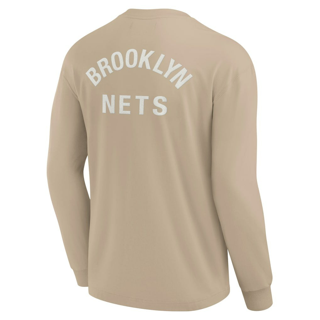 Brooklyn Nets Unisex Elements Super Soft Long Sleeve T-Shirt Khaki - Fanatics
