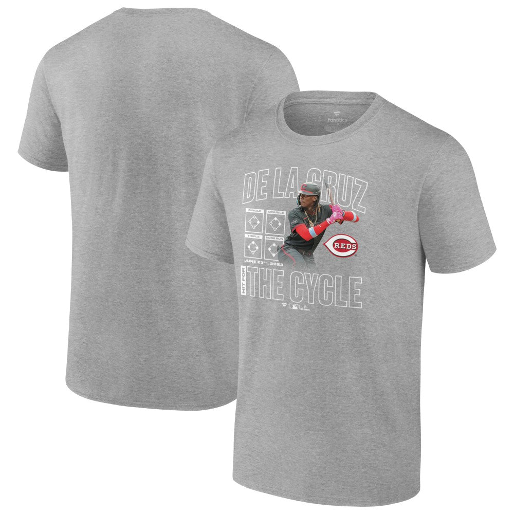 Elly De La Cruz Cincinnati Reds Cycle T-Shirt - Heather Gray T-shirts