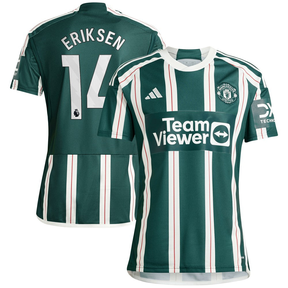 Christian Eriksen Manchester United 2023/24 Away Replica Player Jersey Green - Adidas