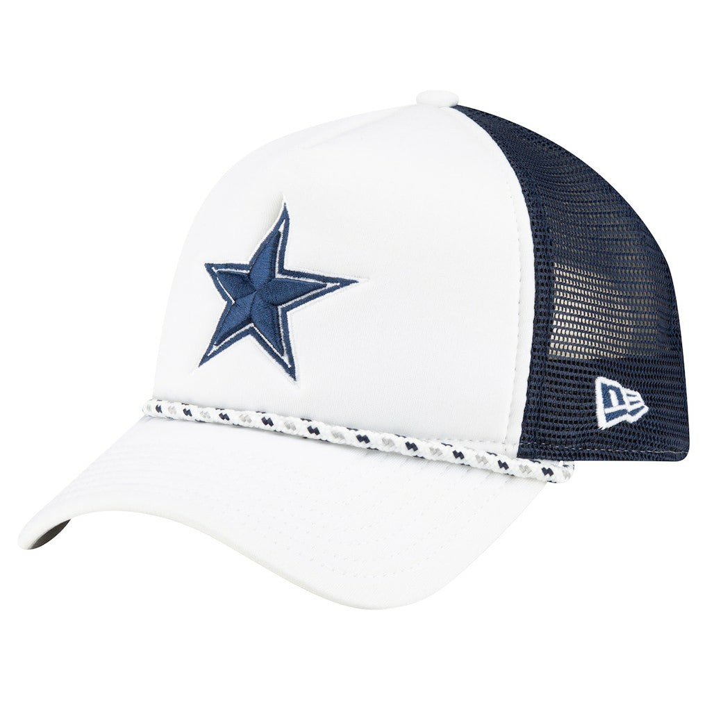 Dallas Cowboys New Era Court Sport Foam Front A-Frame 9FORTY Adjustable Trucker Hat - White/Navy Hats