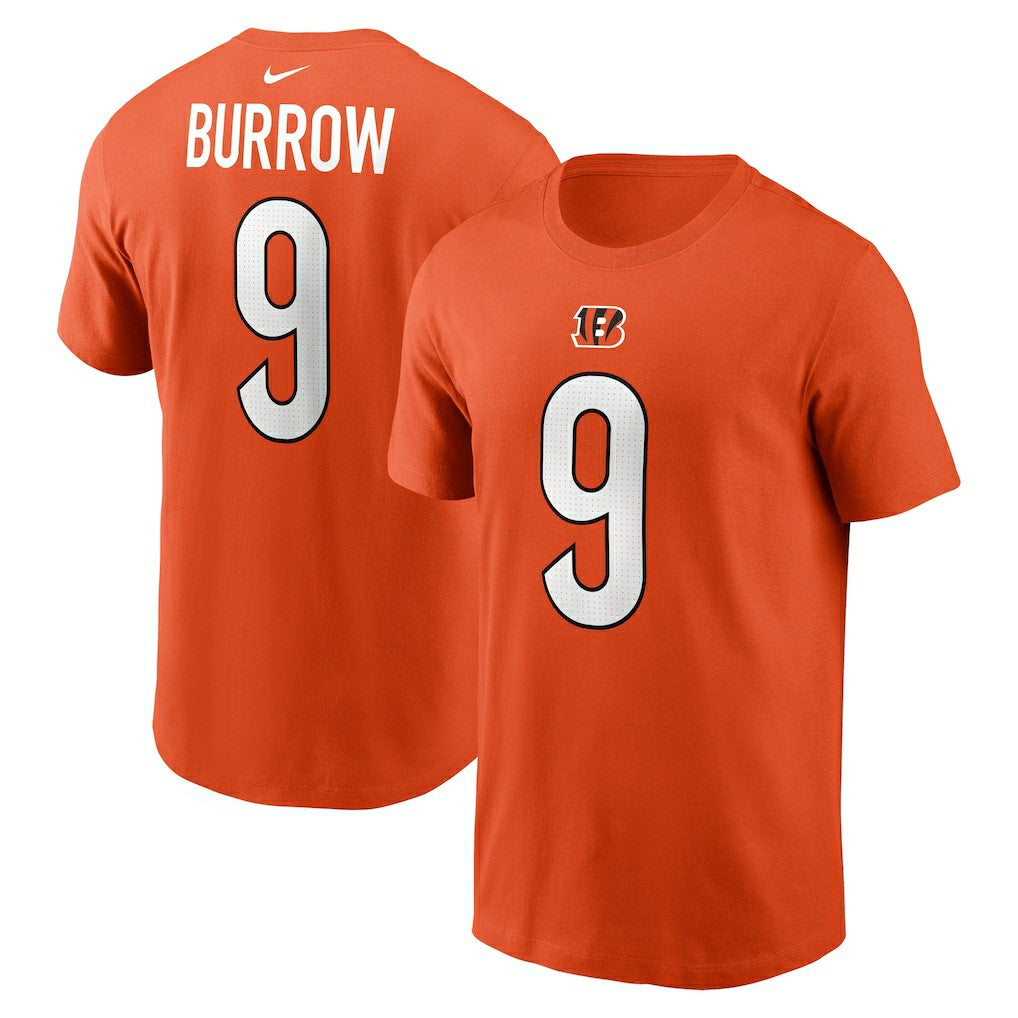 Joe Burrow Cincinnati Bengals Player Name & Number T-Shirt - Orange T-shirts
