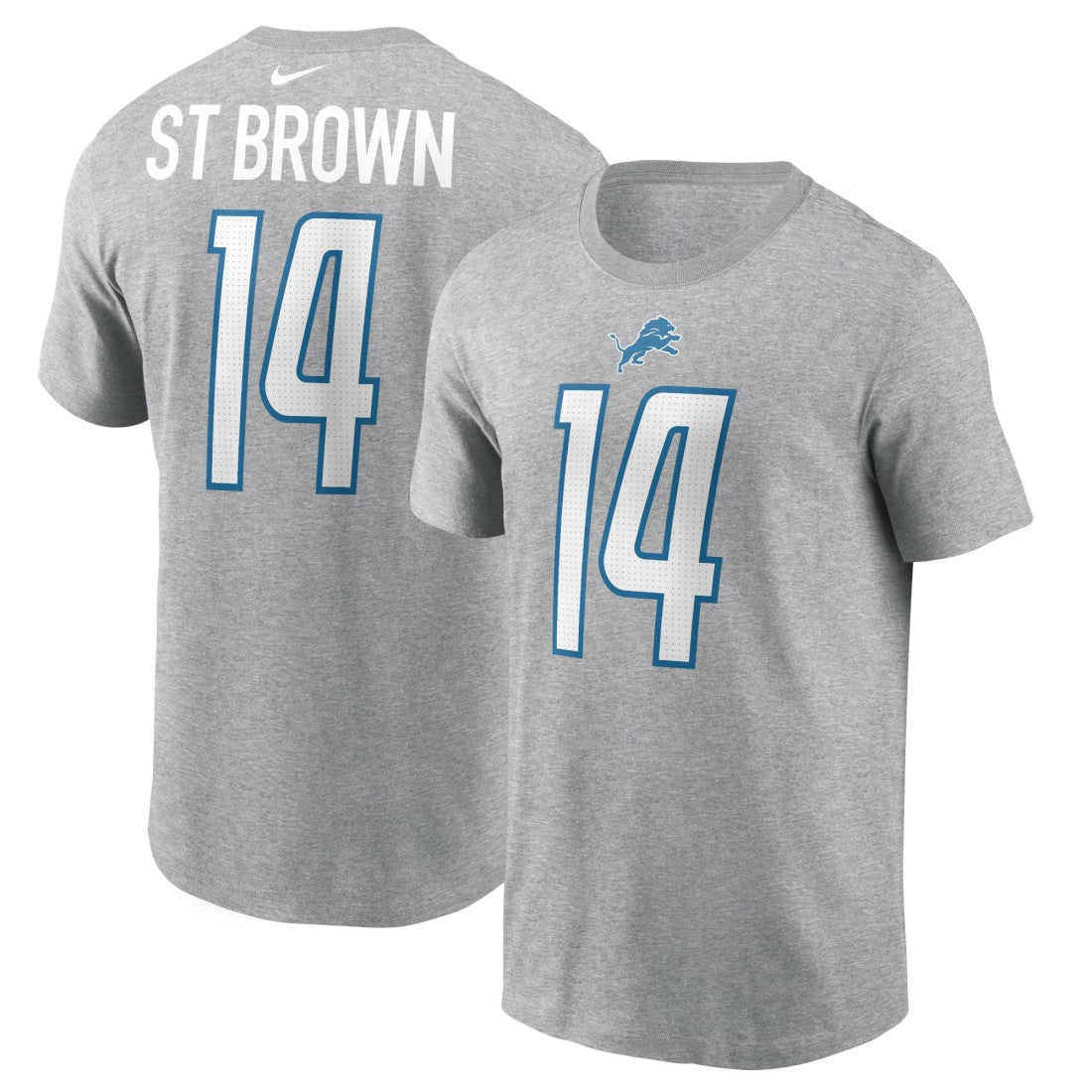 Amon-Ra St. Brown Detroit Lions Player Name & Number T-Shirt - Gray T-shirts