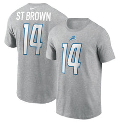 Amon-Ra St. Brown Detroit Lions Player Name & Number T-Shirt - Gray T-shirts