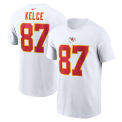 Travis Kelce Kansas City Chiefs Player Name & Number T-Shirt - White T-shirts